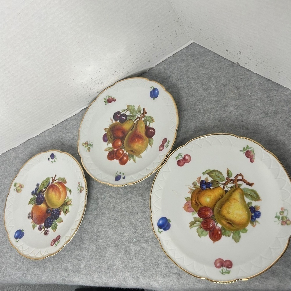 Bavaria China Germany Debra Fruit Sandwich Plates Set of 3 - 7.5” diameter